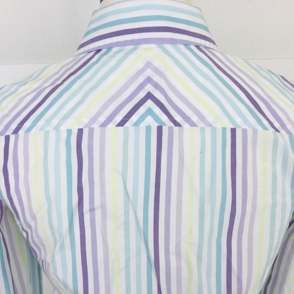 Ann Taylor Women's Sz 4 Stripe Shirt Purple White - Picture 5 of 7